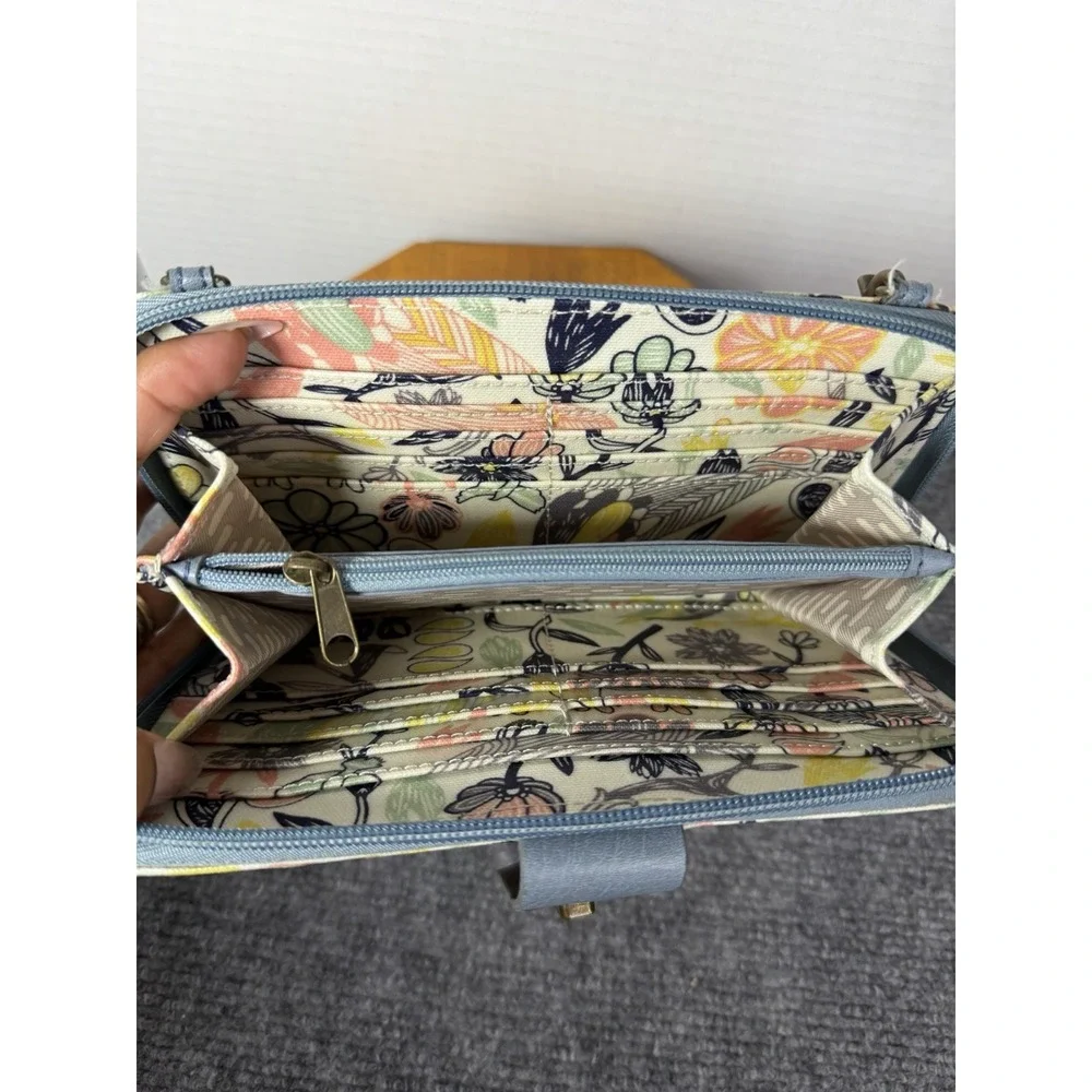 Sakroots Artisit‎ Circle Wallet Wristlet Multicolor Floral Bird Print-No Strap